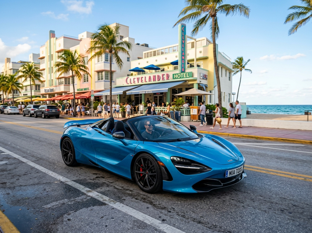 2021 McLaren 720S Spider convertible exotic supercar Miami ocean drive