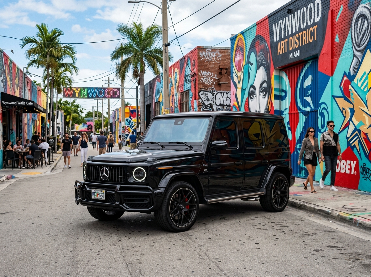 2024 Mercedes-Benz G63 AMG luxury SUV black Miami Wynwood art district
